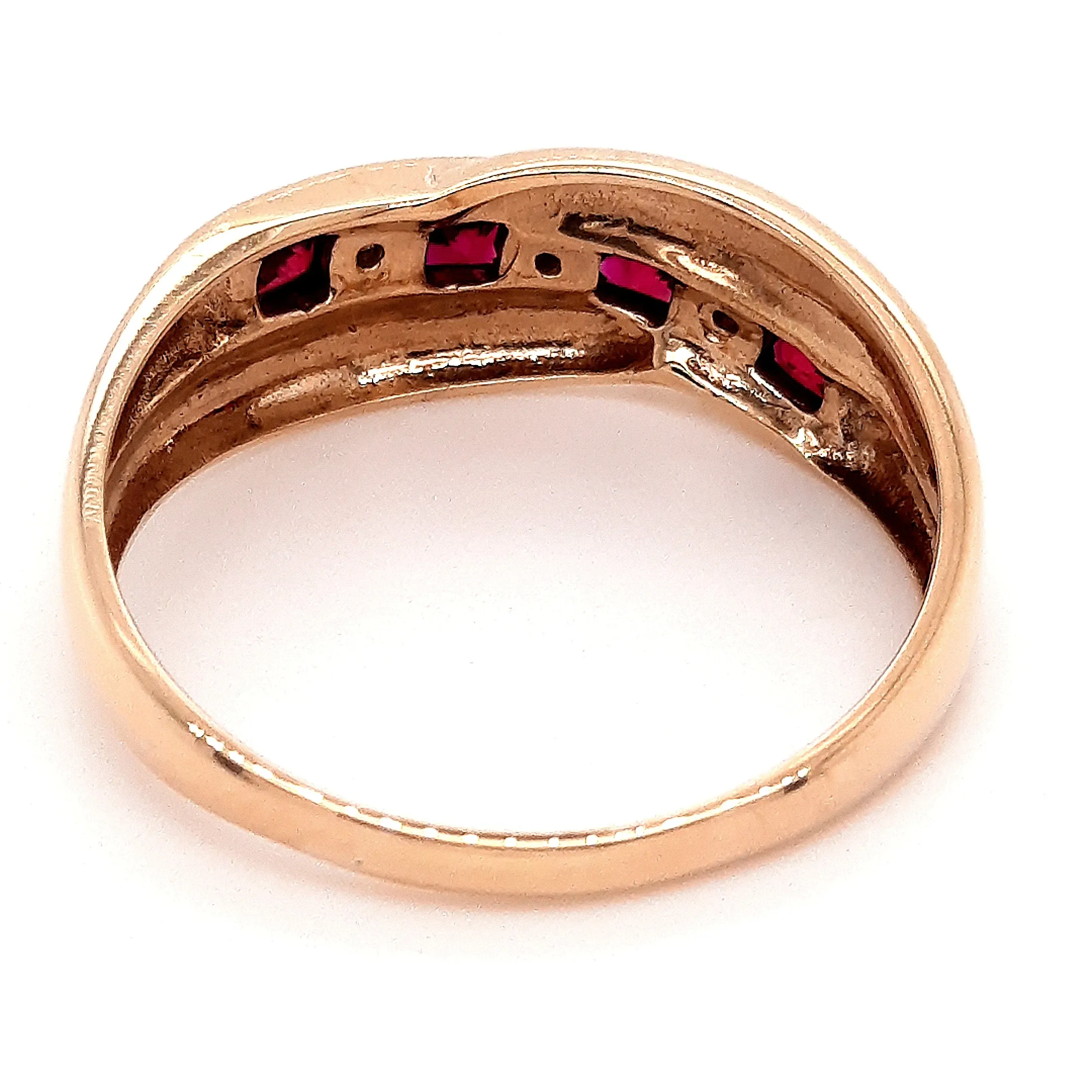 Ruby & Diamond Yellow Gold Crossover Ring