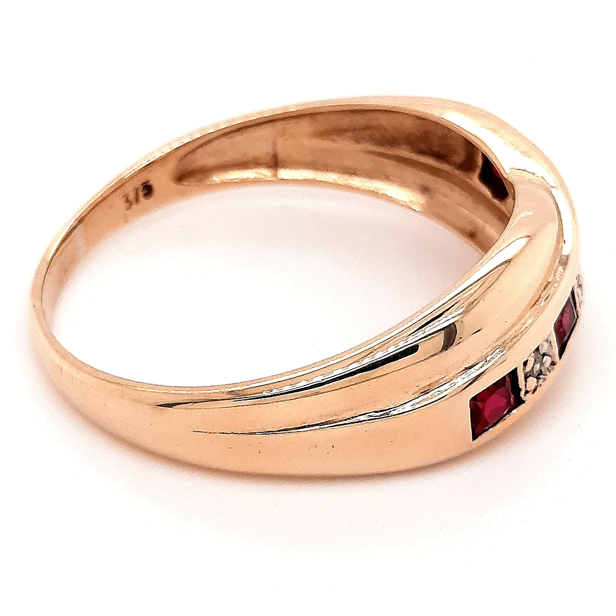 Ruby & Diamond Yellow Gold Crossover Ring