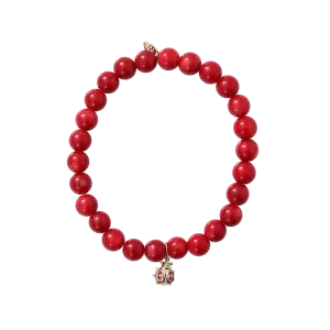 Ruby Ladybug Beaded Bracelet