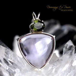 Ruby lavender Quartz Moldavite Pendant SS