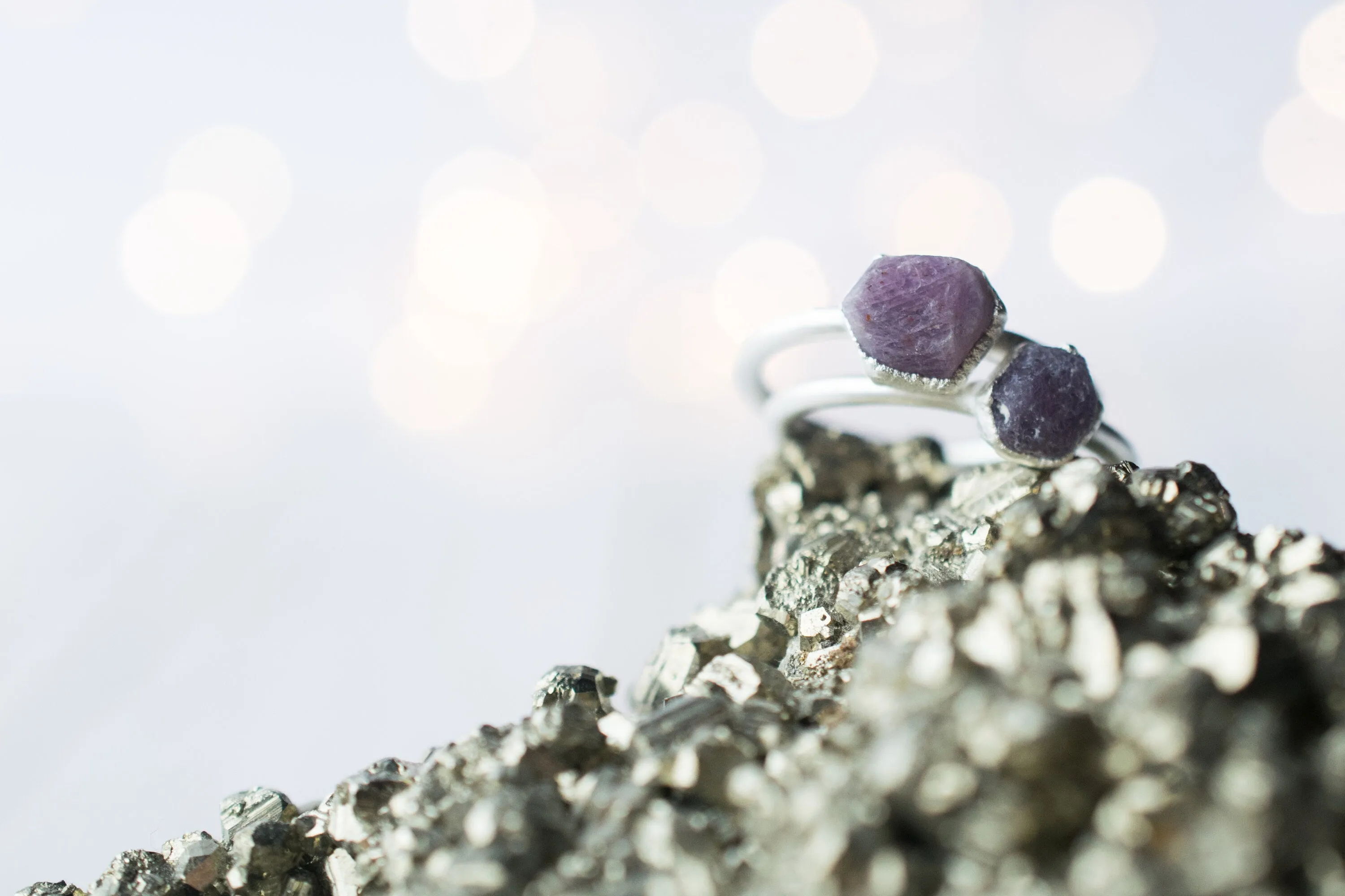 SALE Silver Ruby ring | Red ruby crystal ring