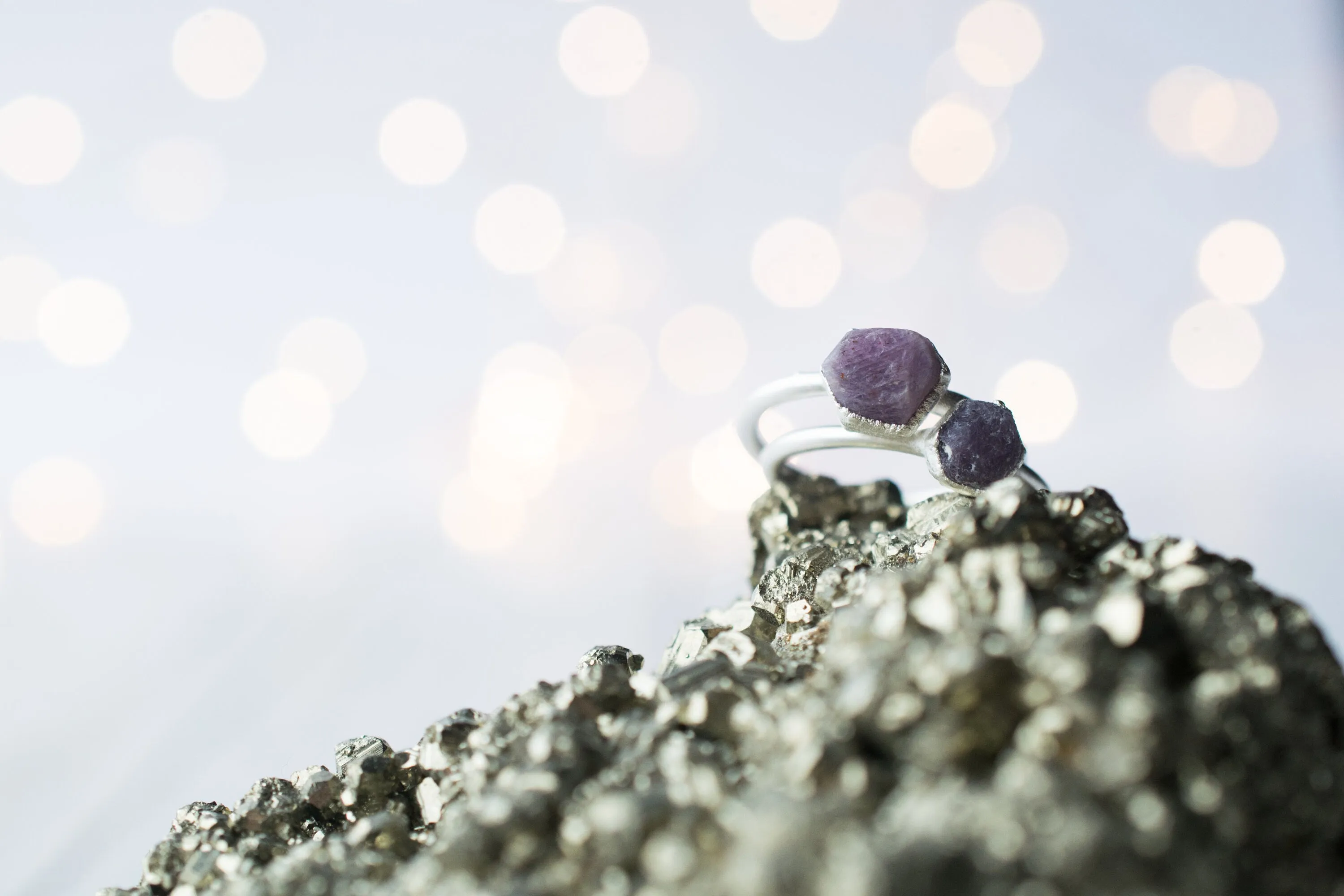 SALE Silver Ruby ring | Red ruby crystal ring