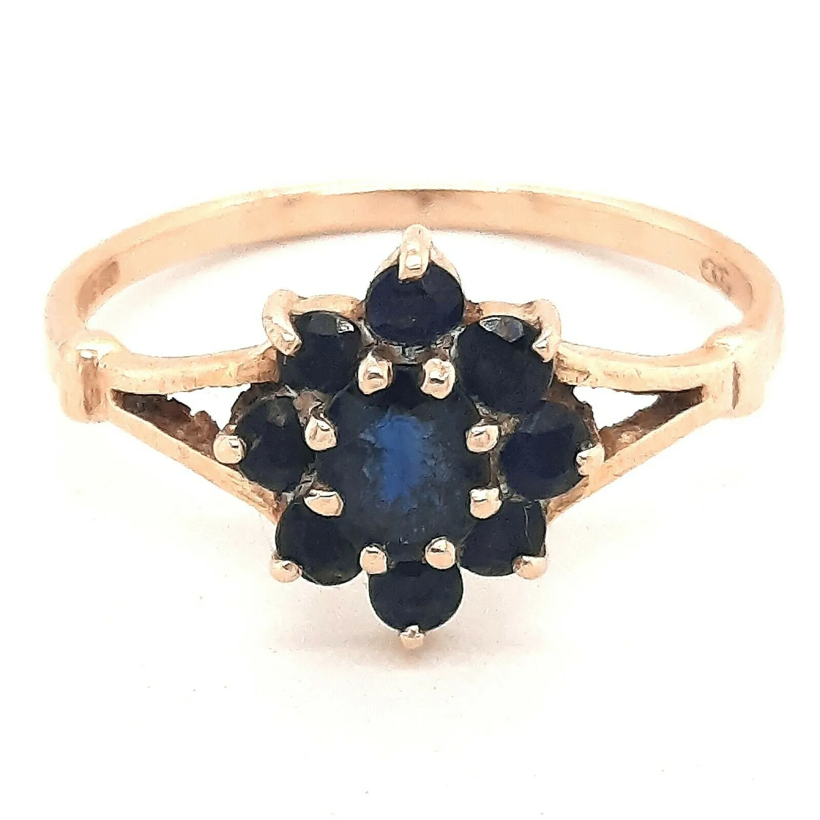 Sapphire & 9ct Yellow Gold Dress Cluster Ring Fine Jewellery Band Size M