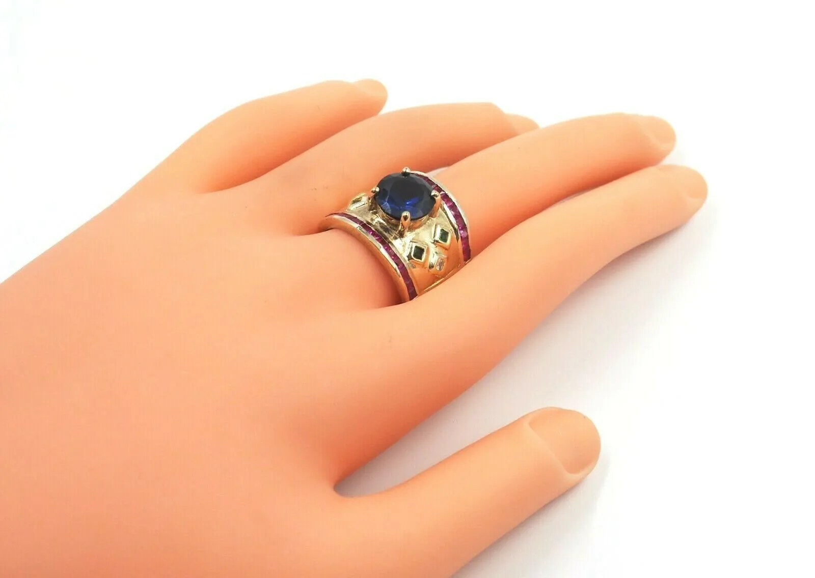 Sapphire & Ruby Rhinestone Gold Plated Ring