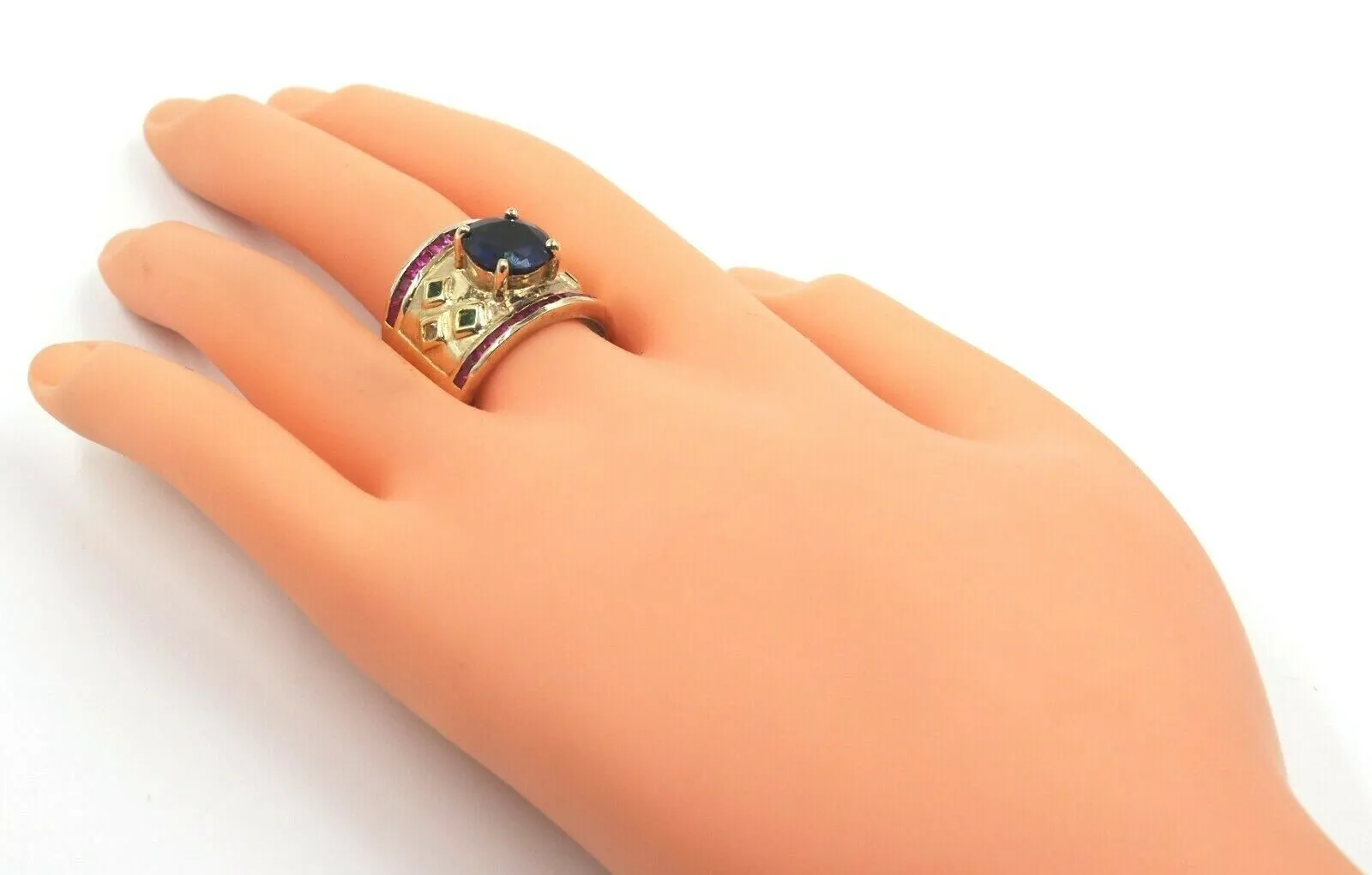 Sapphire & Ruby Rhinestone Gold Plated Ring