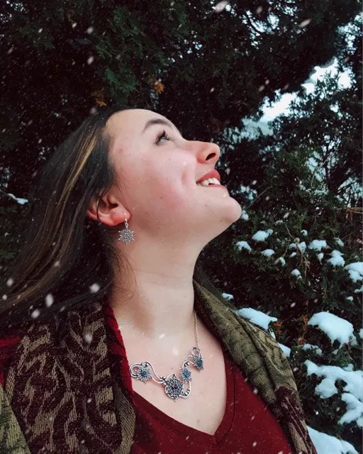 Sapphire Celtic Snowflake Bar Necklace