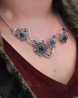 Sapphire Celtic Snowflake Bar Necklace