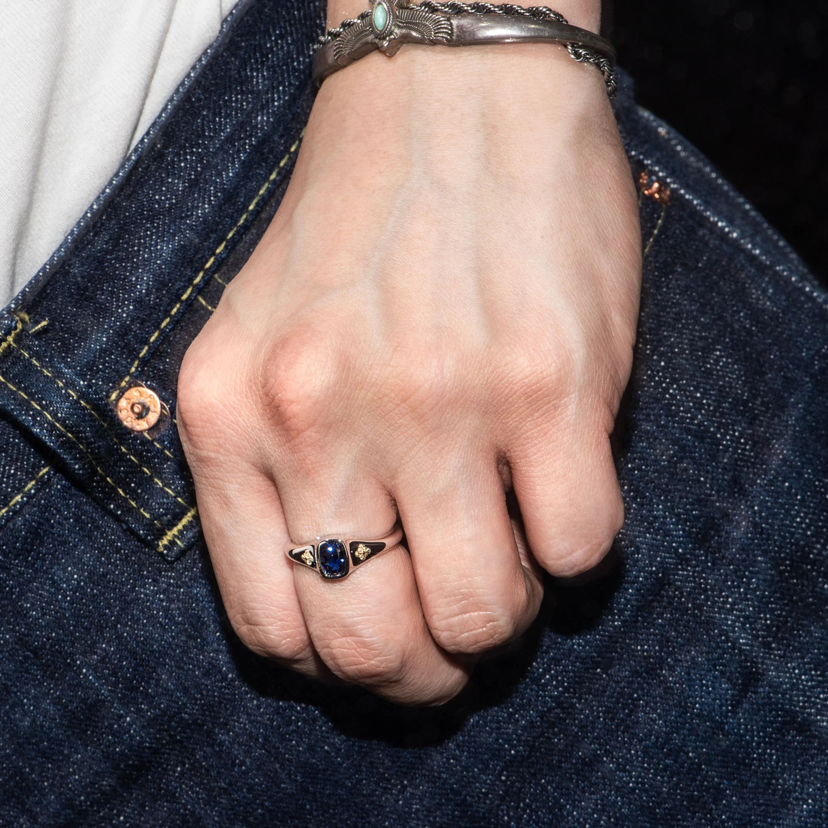 Sapphire Signet Ring - CORNFLOWER