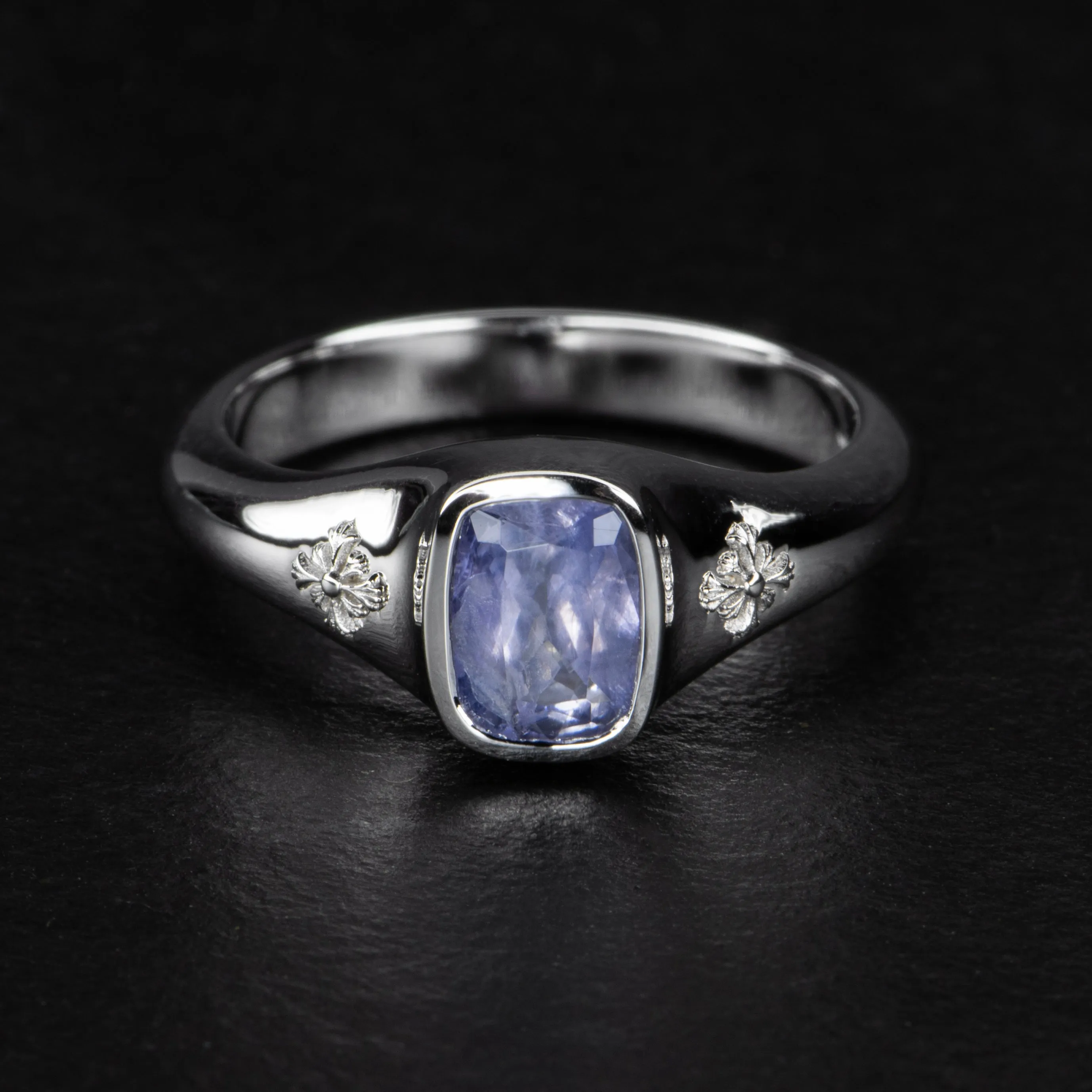 Sapphire Signet Ring - CORNFLOWER