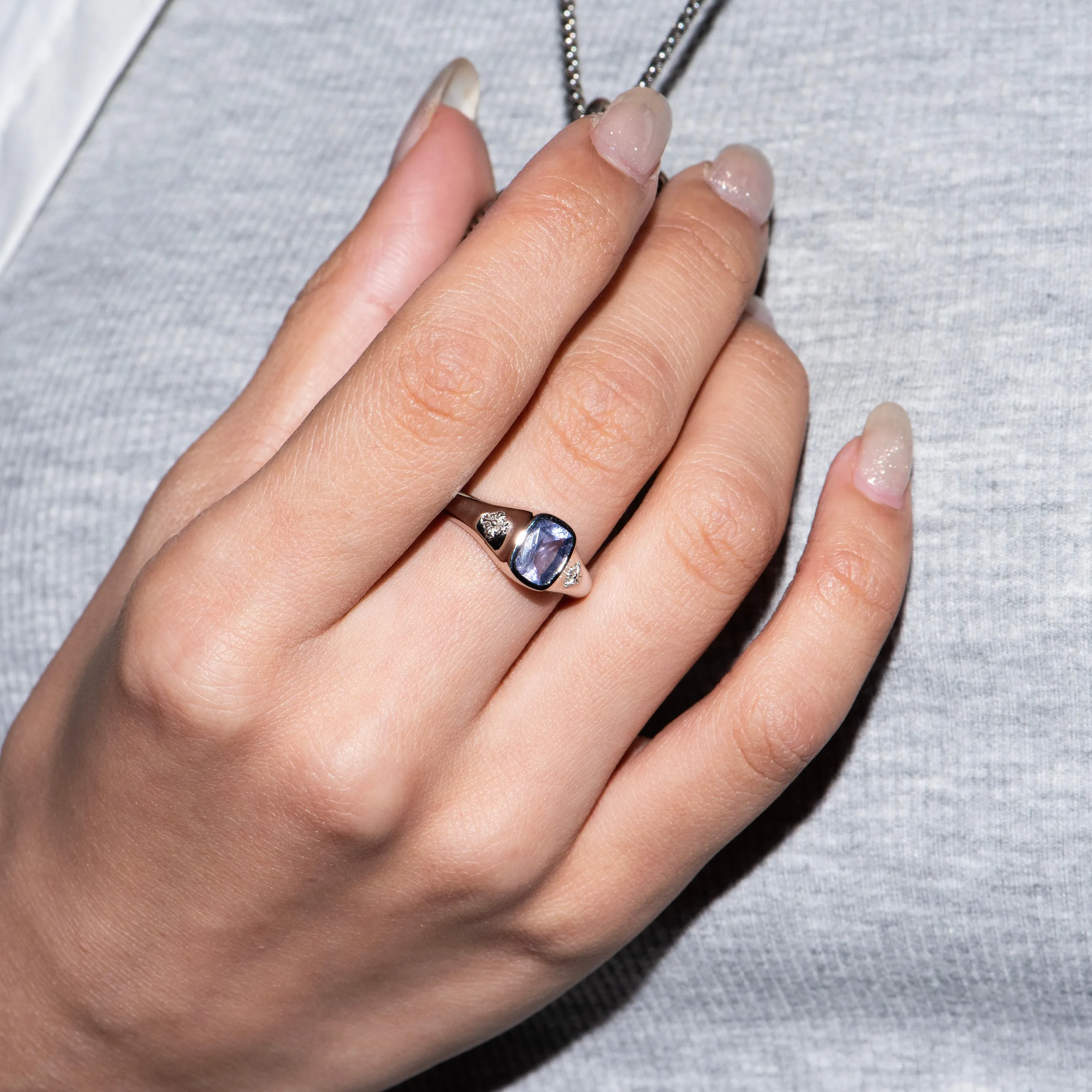 Sapphire Signet Ring - CORNFLOWER