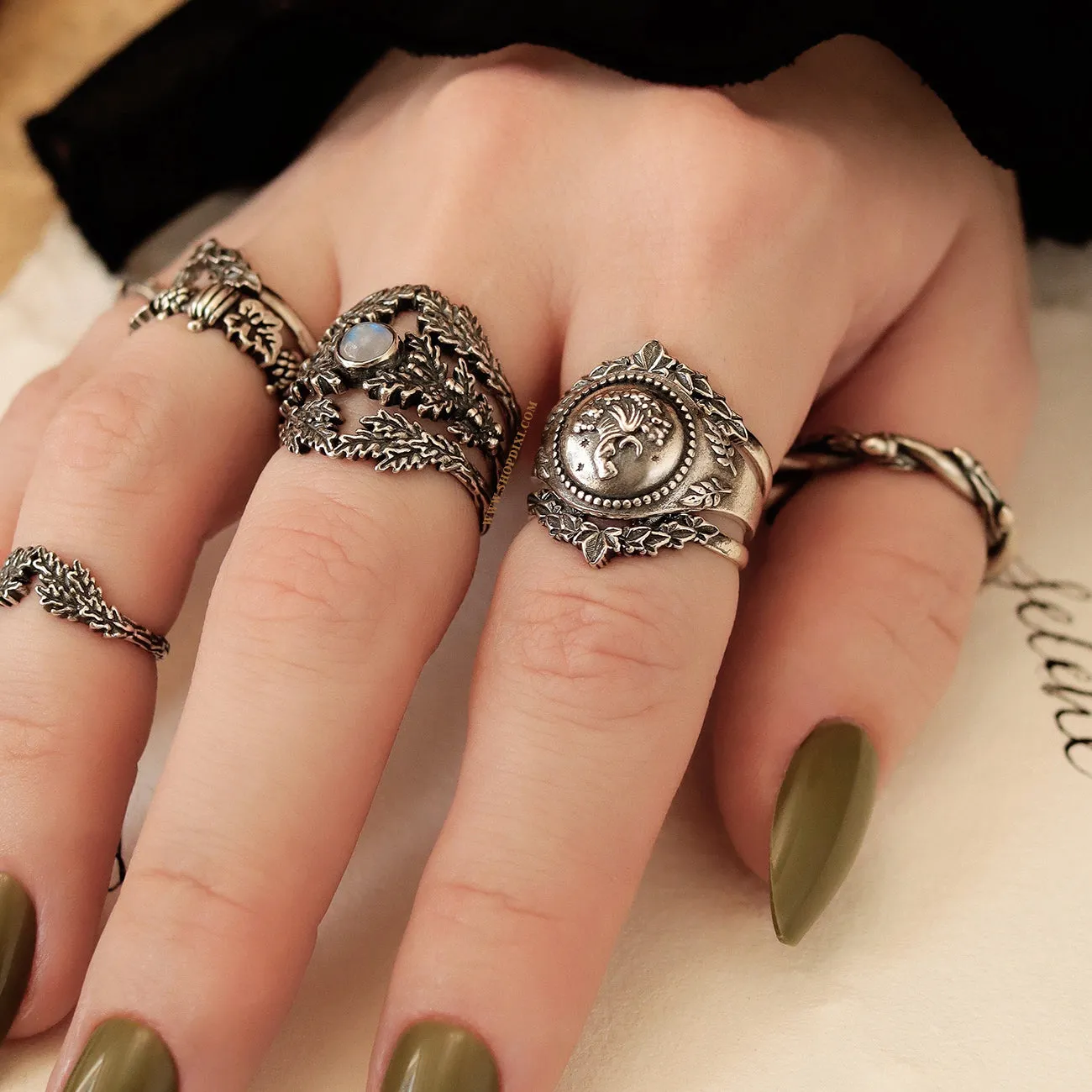 Selene's Twilight Crescent Moon Ring