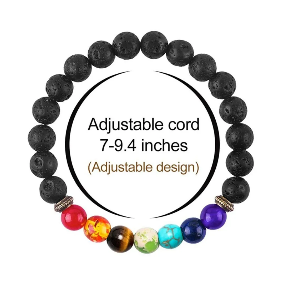 Seven Chakra Healing Bracelet | Lava Stone Beads and Natural Stones Bracelet