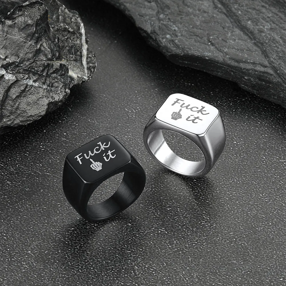 Stainless Steel Biker Signet Ring for Men