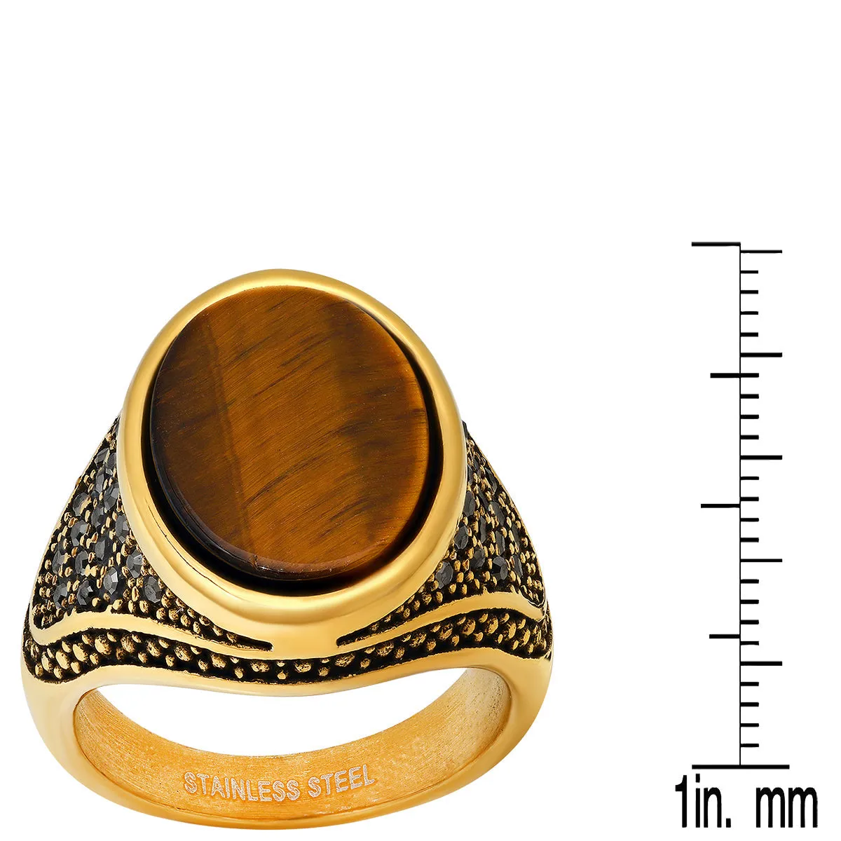 SteelTime King Royale Oval Tiger Eye Ring