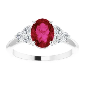 Sterling Silver Lab-Grown Ruby & 1/6 CTW Natural Diamond Ring