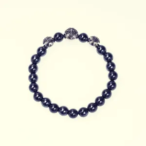 Stone Bracelet With Double Dorje Ball : (Hematite)