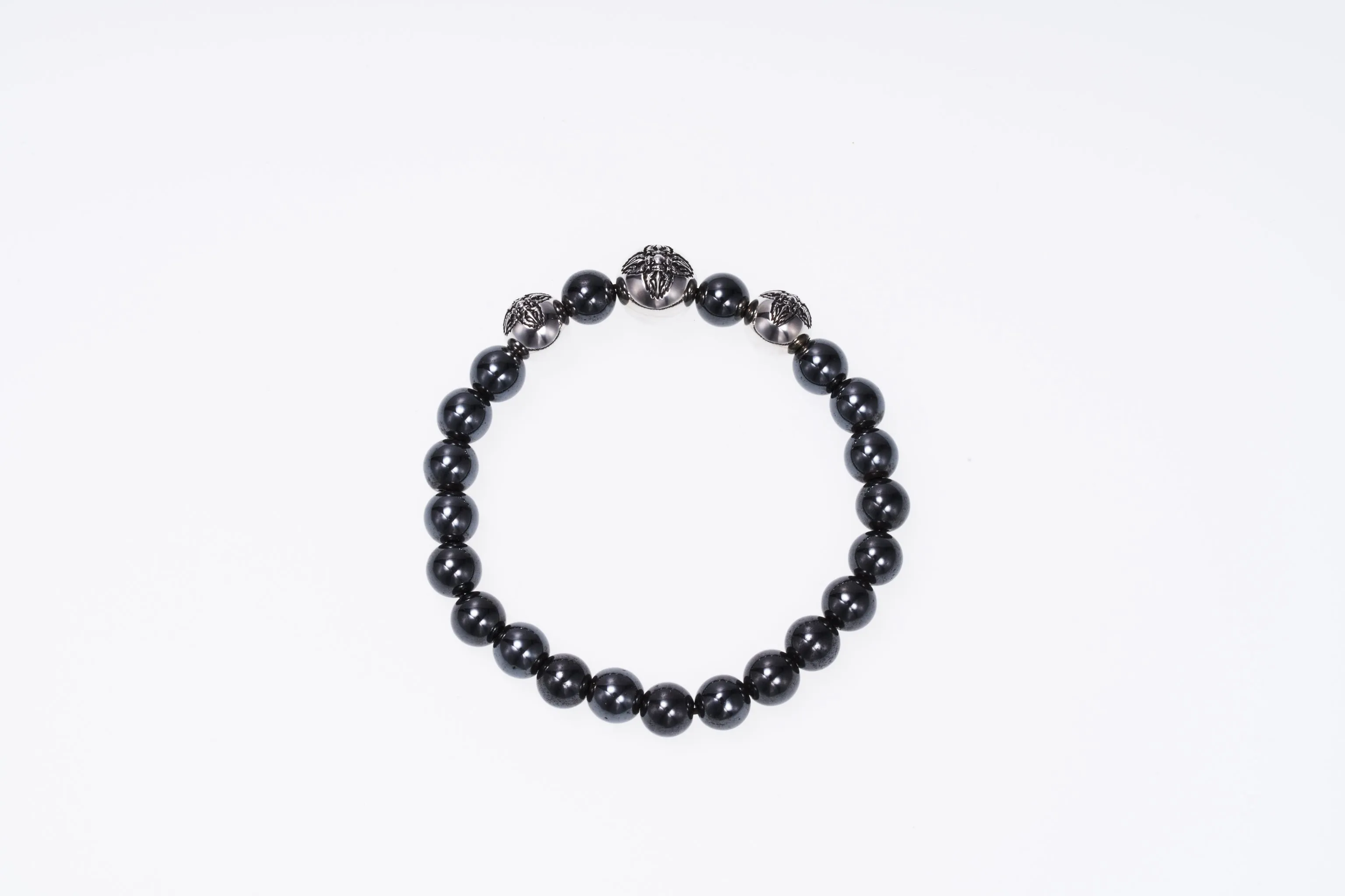 Stone Bracelet With Double Dorje Ball : (Hematite)