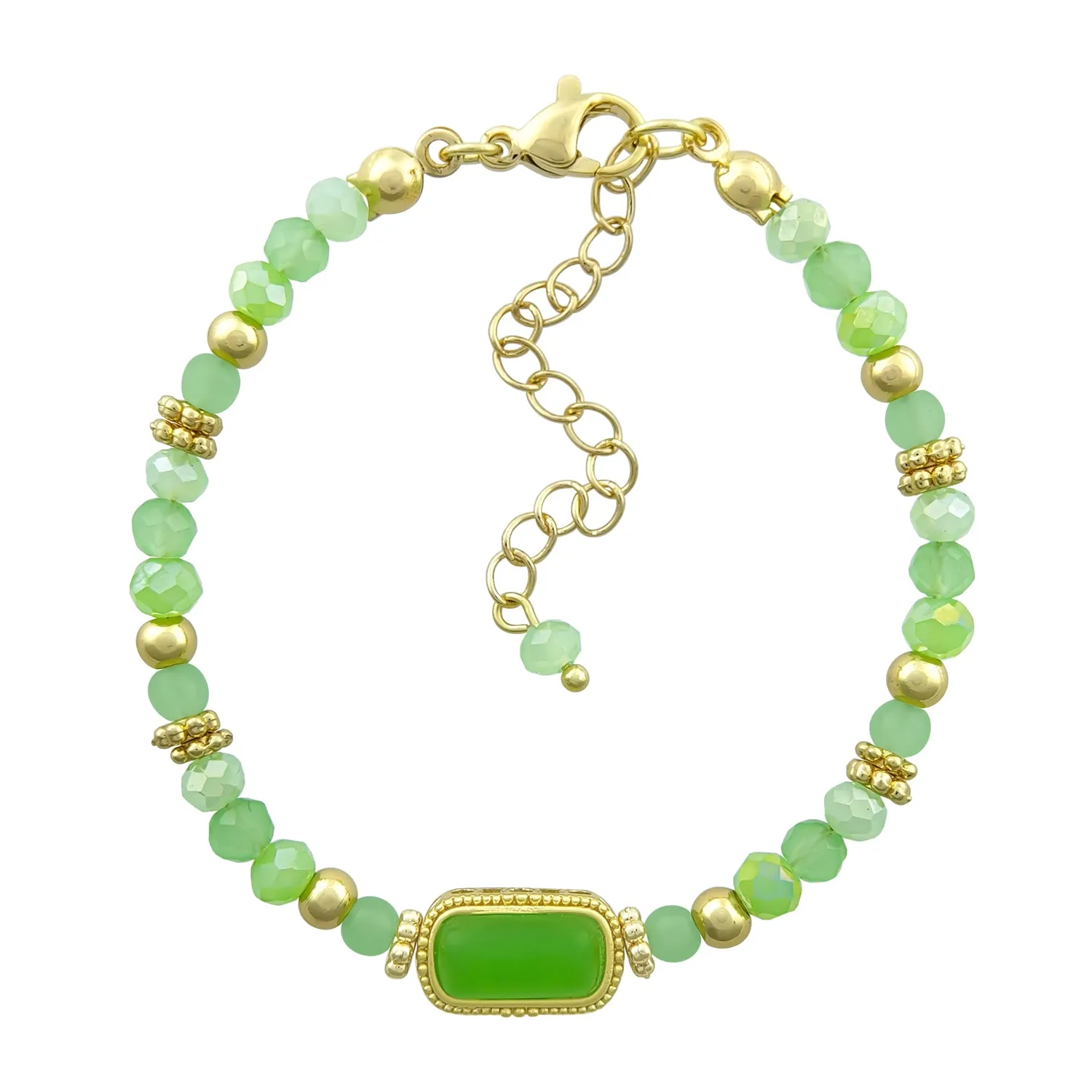 Summery Peridot Green Crystal Emerald Elegance Bracelet - Bless4Happy Handmade Bracelet