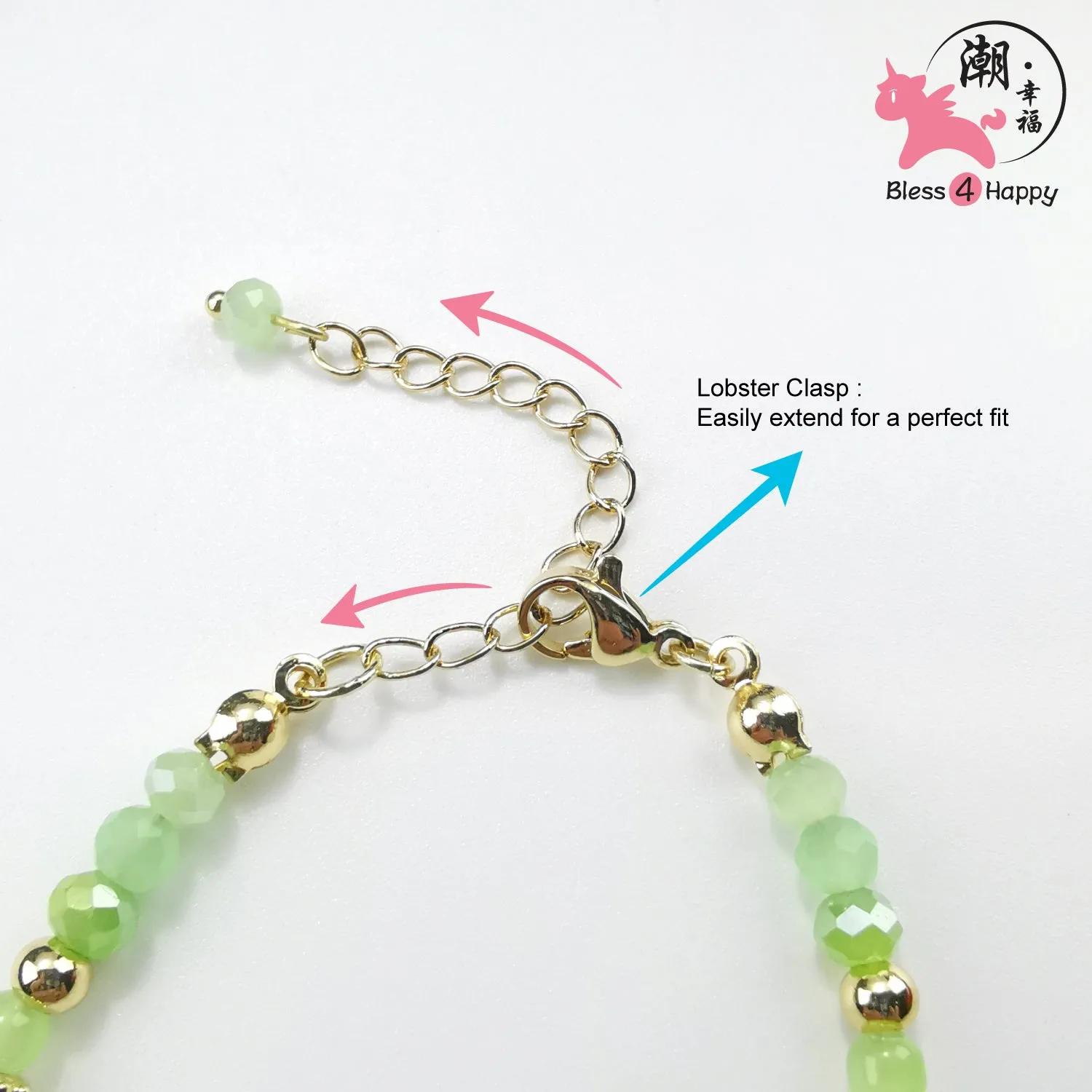 Summery Peridot Green Crystal Emerald Elegance Bracelet - Bless4Happy Handmade Bracelet