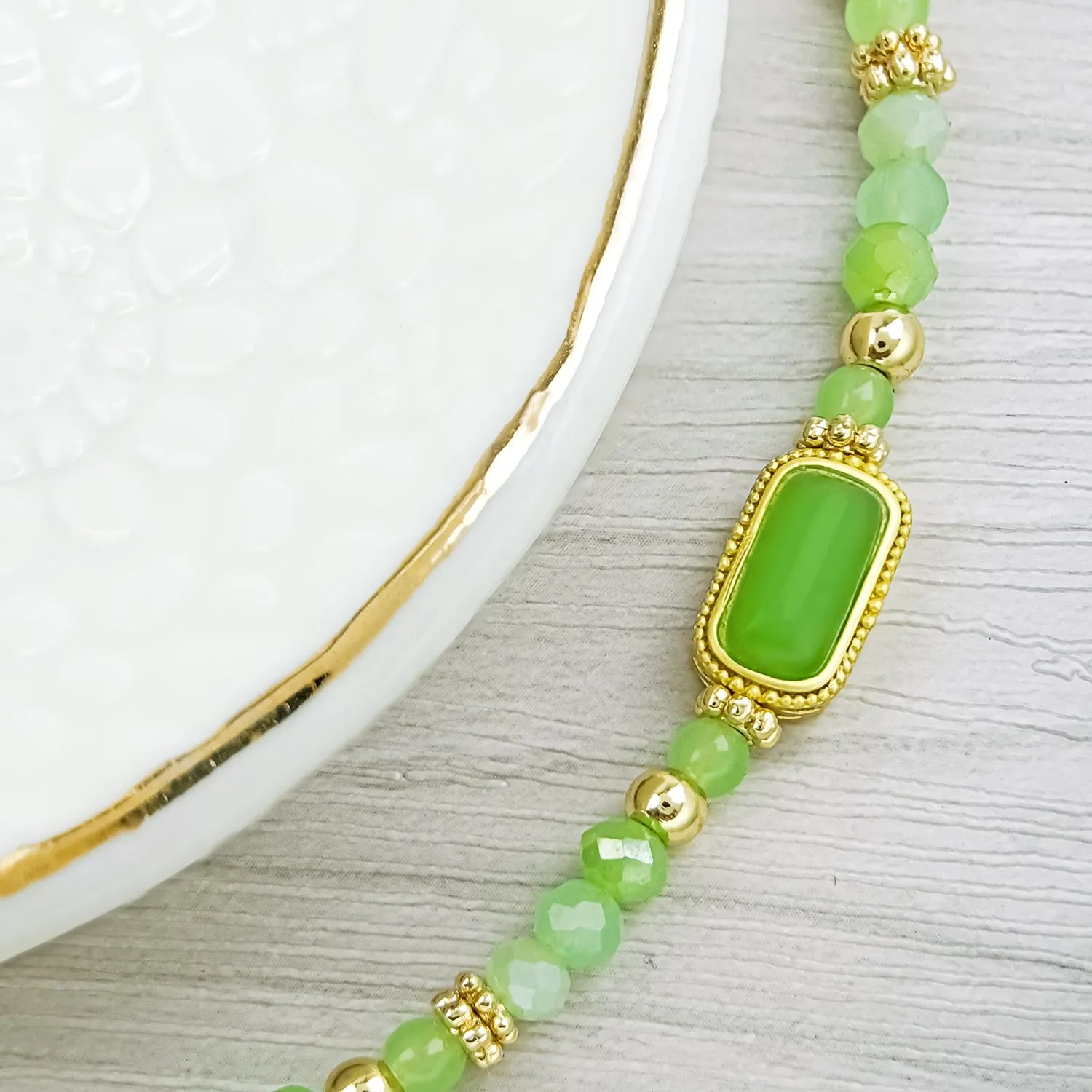 Summery Peridot Green Crystal Emerald Elegance Bracelet - Bless4Happy Handmade Bracelet