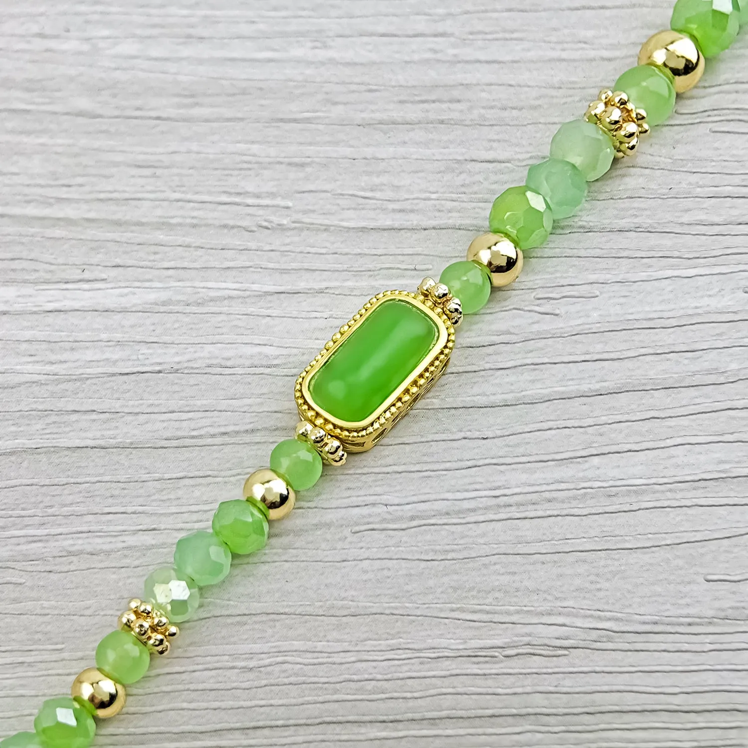 Summery Peridot Green Crystal Emerald Elegance Bracelet - Bless4Happy Handmade Bracelet