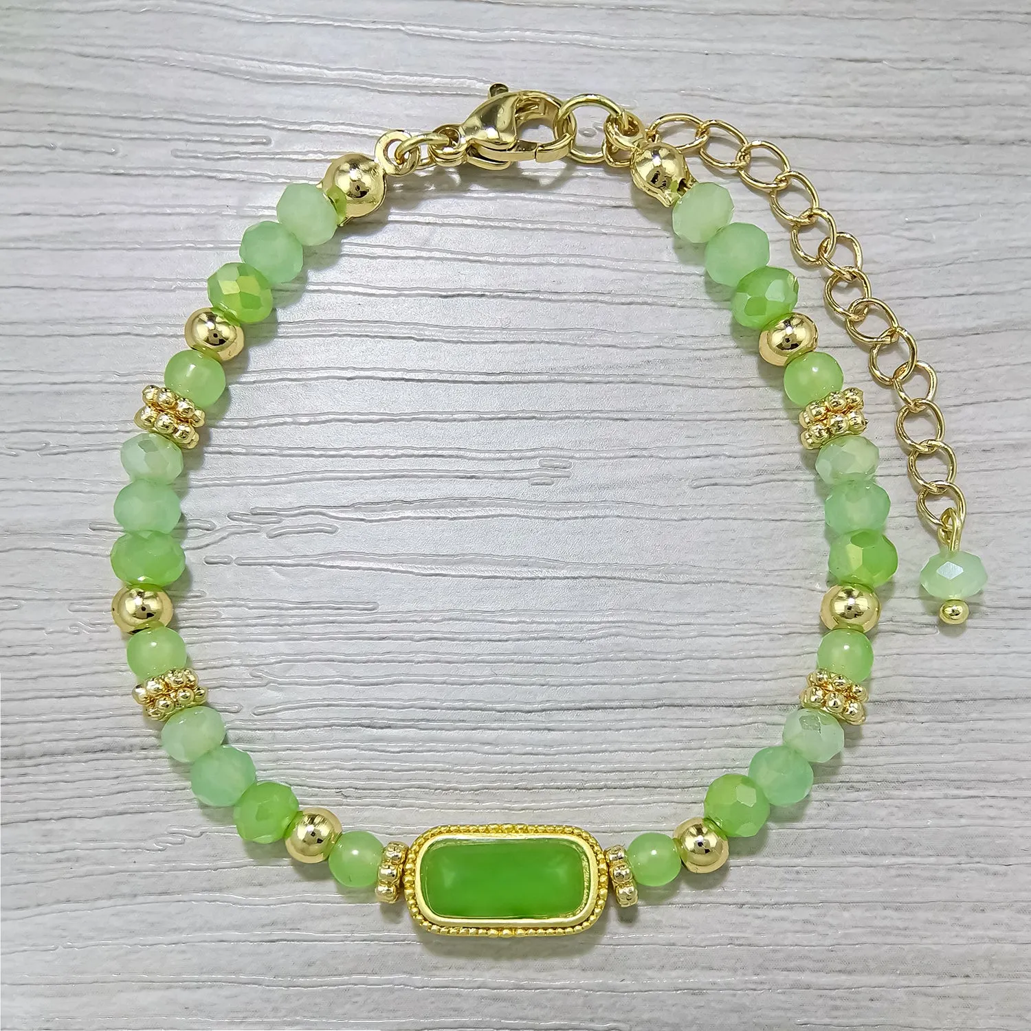 Summery Peridot Green Crystal Emerald Elegance Bracelet - Bless4Happy Handmade Bracelet