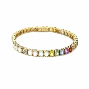 Tiffany Multicolor Sapphires, Mother of Pearl and Diamond Bracelet