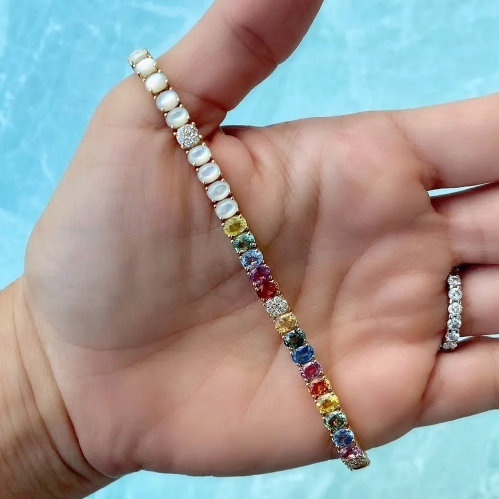 Tiffany Multicolor Sapphires, Mother of Pearl and Diamond Bracelet