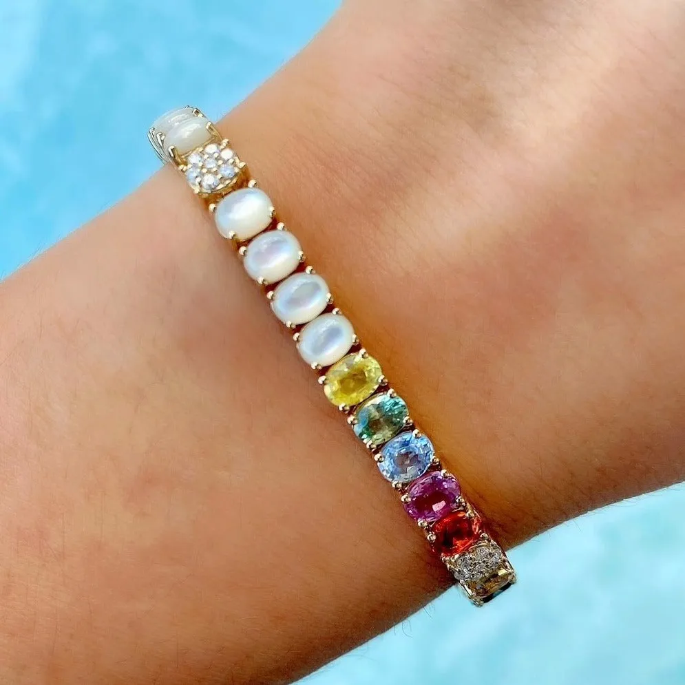 Tiffany Multicolor Sapphires, Mother of Pearl and Diamond Bracelet