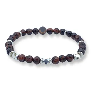 Triple Cross Gemstone Stretch Bracelet