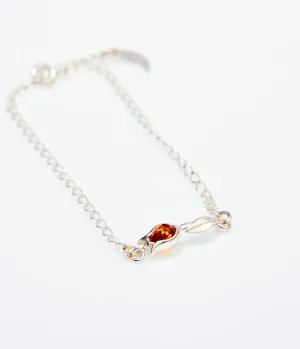 Tulip Amber Bracelet - Sterling Silver & Baltic Amber - Elegant Tulip Design Jewelry