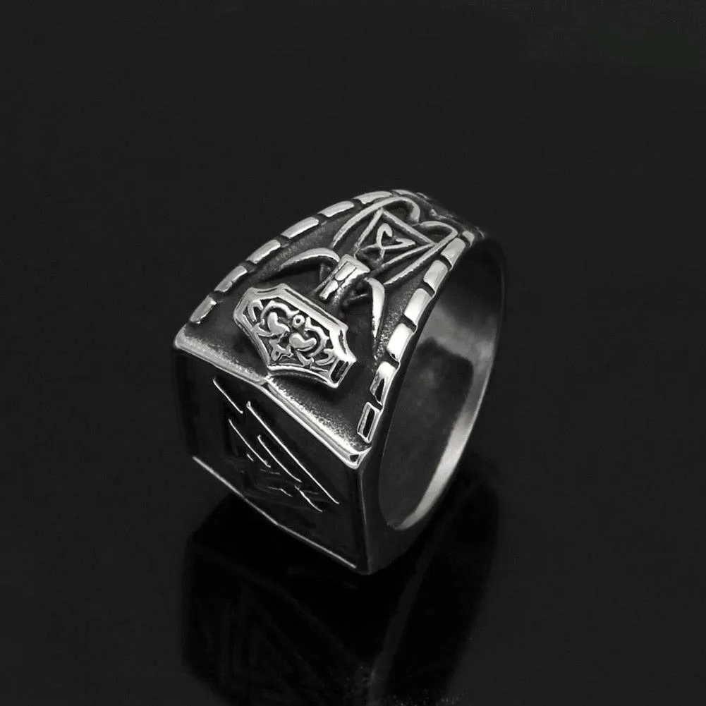 Valknut Rune Nordic Signet Ring - Stainless Steel