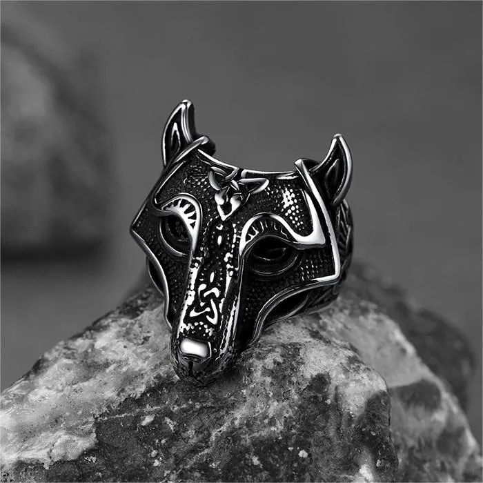 Viking Celtic Wolf Stainless Steel Ring for Men