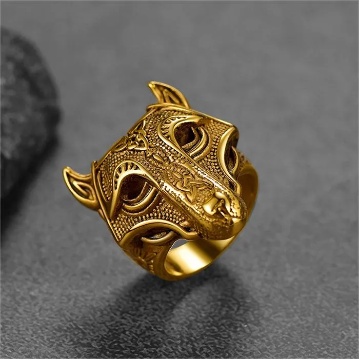 Viking Celtic Wolf Stainless Steel Ring for Men