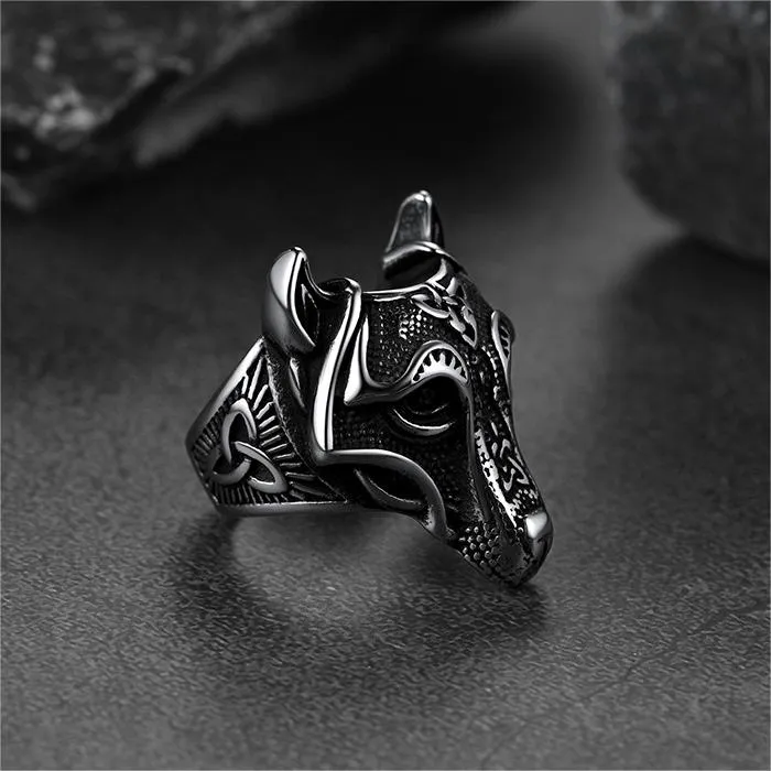 Viking Celtic Wolf Stainless Steel Ring for Men