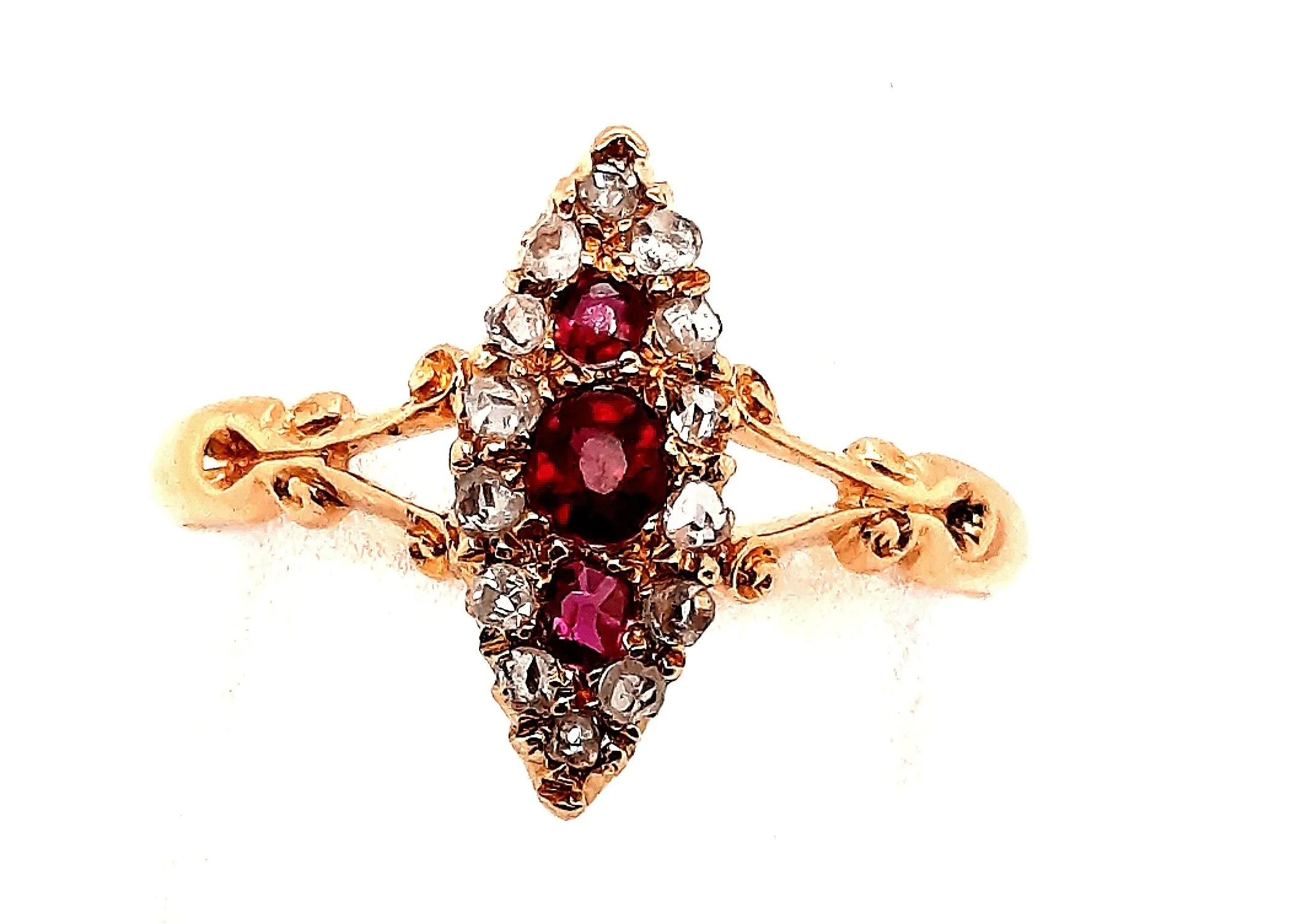 Vintage 18ct yellow gold Ruby & Diamond Ring Chester