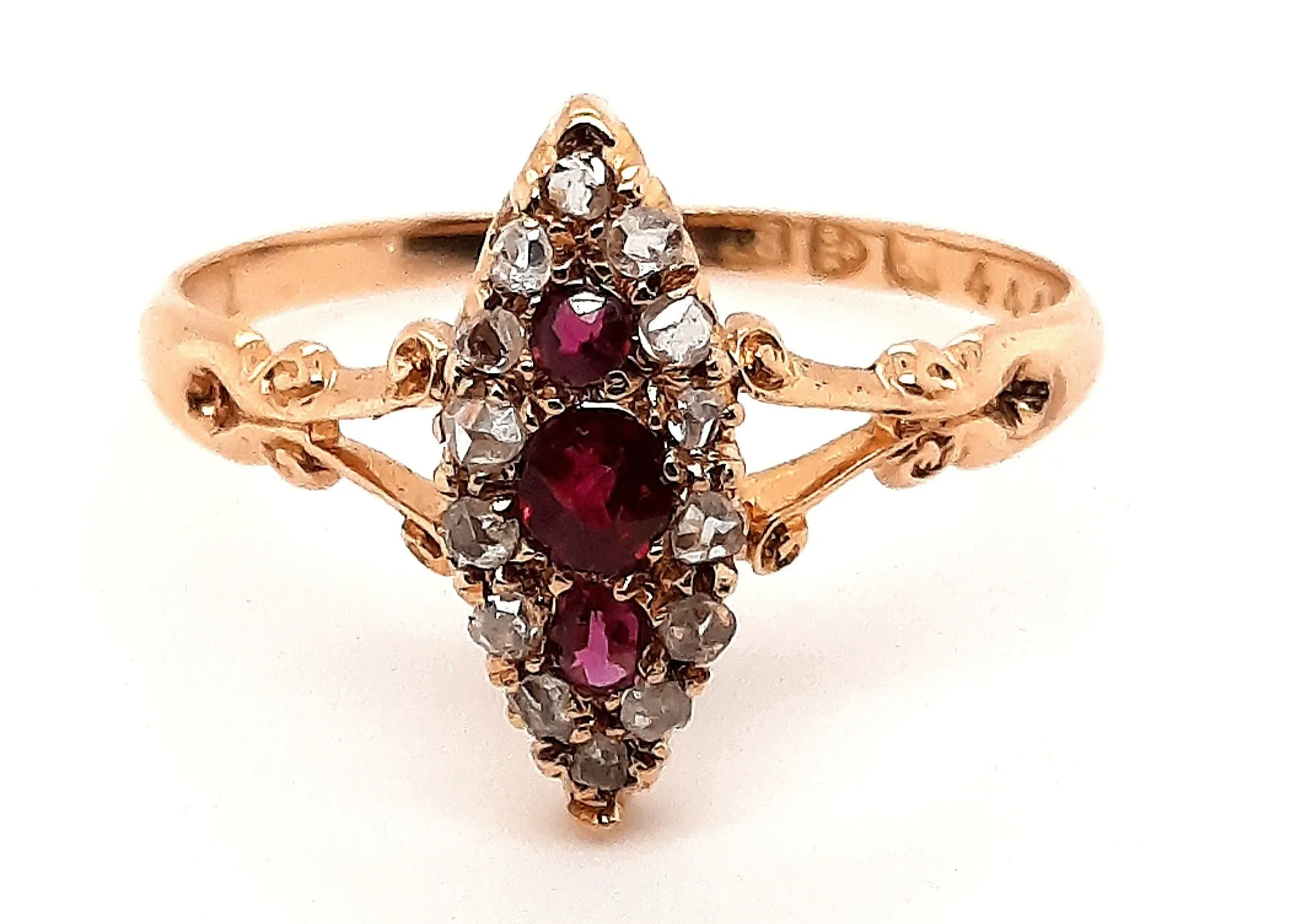 Vintage 18ct yellow gold Ruby & Diamond Ring Chester