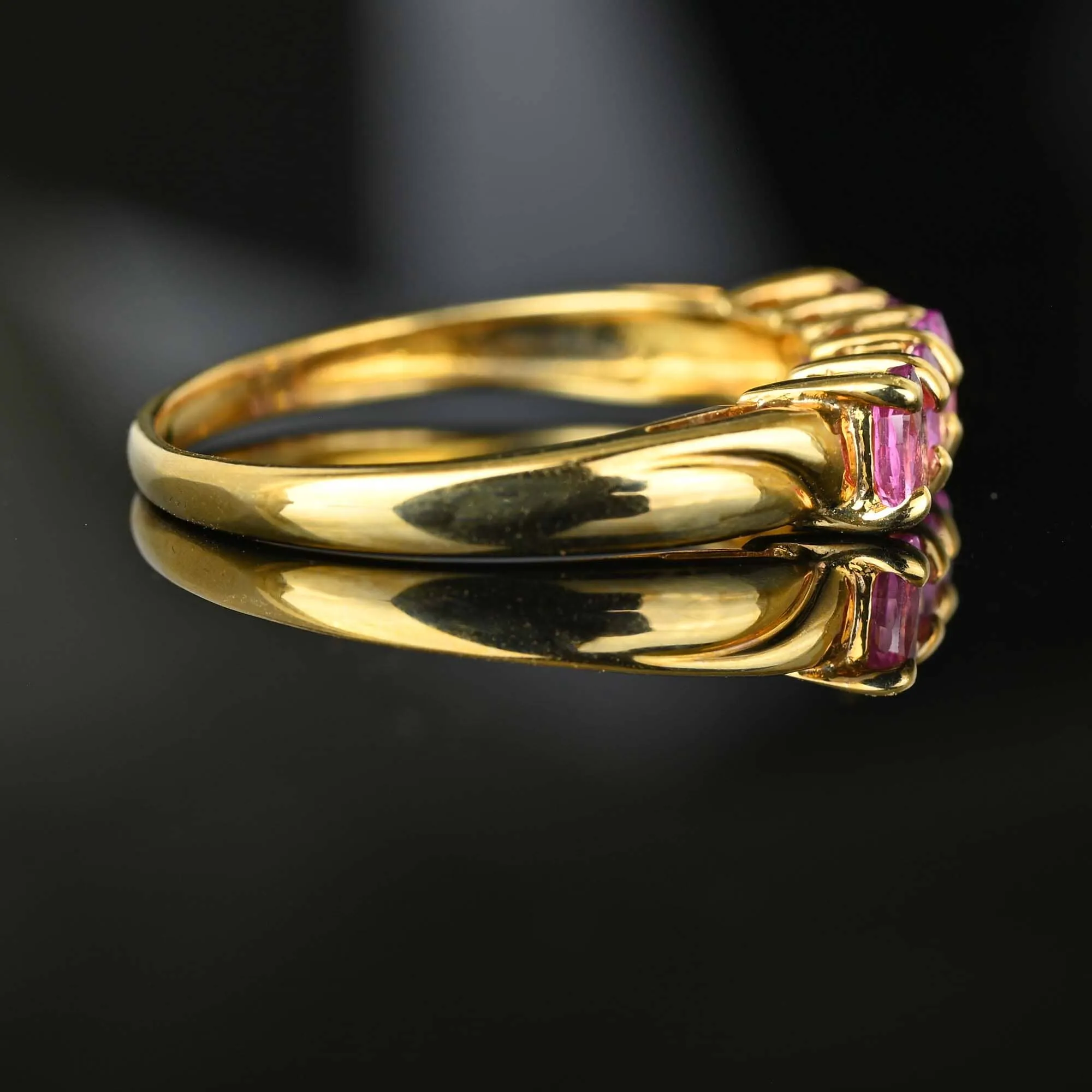 Vintage Five Stone Pink Sapphire Ring Band in Gold