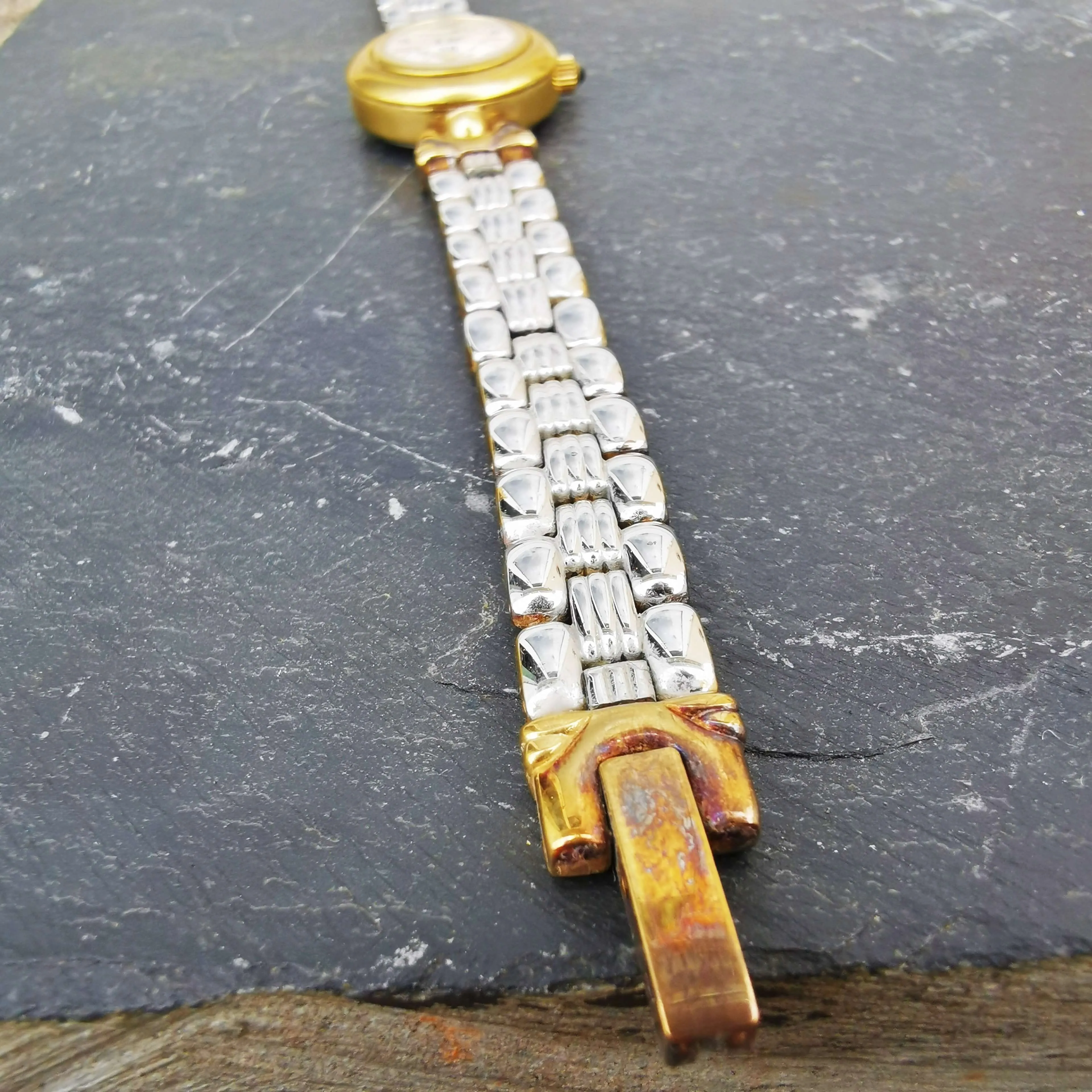 Vintage Women's Cocktail Worthington Gold And Silver Watch With Reversible Bracelet