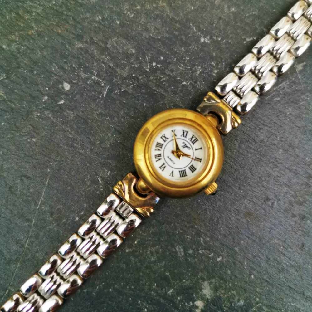 Vintage Women's Cocktail Worthington Gold And Silver Watch With Reversible Bracelet