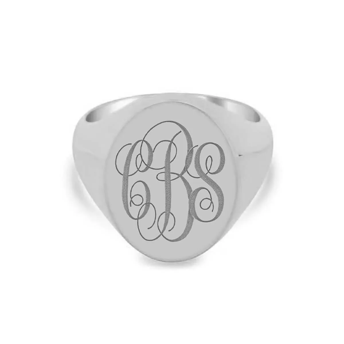 Women's Oval Signet Ring - Extra Large - Laser Engraved Script Monogram