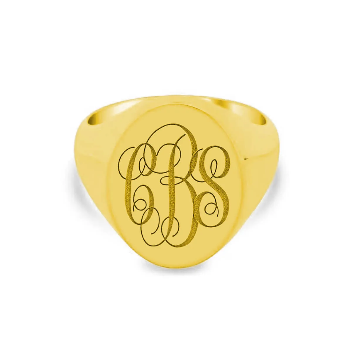 Women's Oval Signet Ring - Extra Large - Laser Engraved Script Monogram