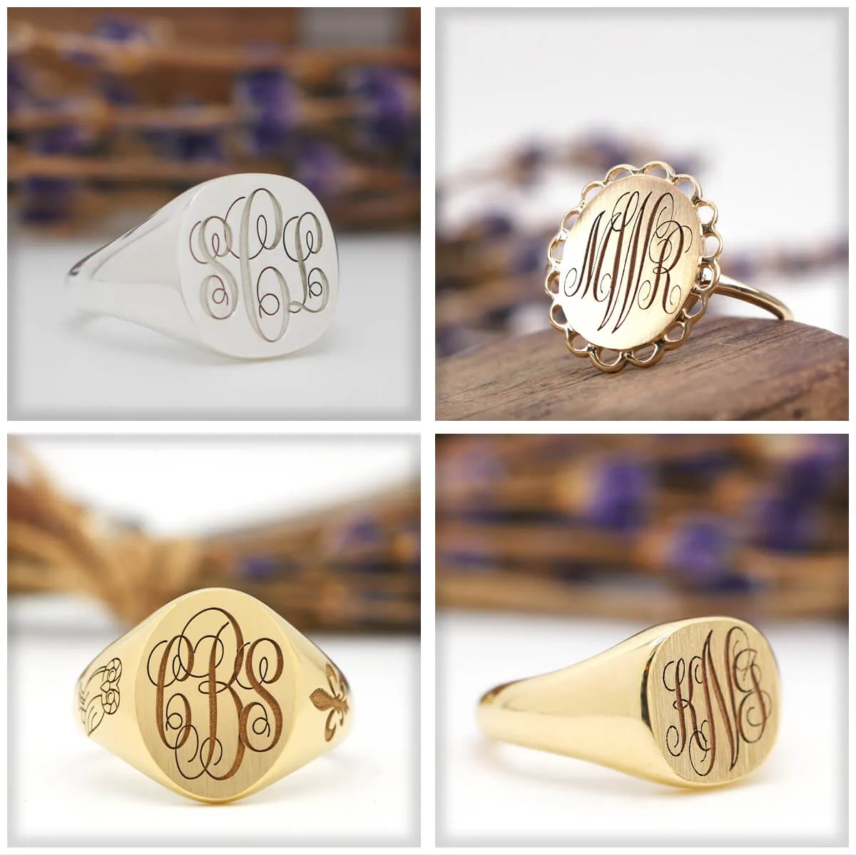 Women's Oval Signet Ring - Extra Large - Laser Engraved Script Monogram