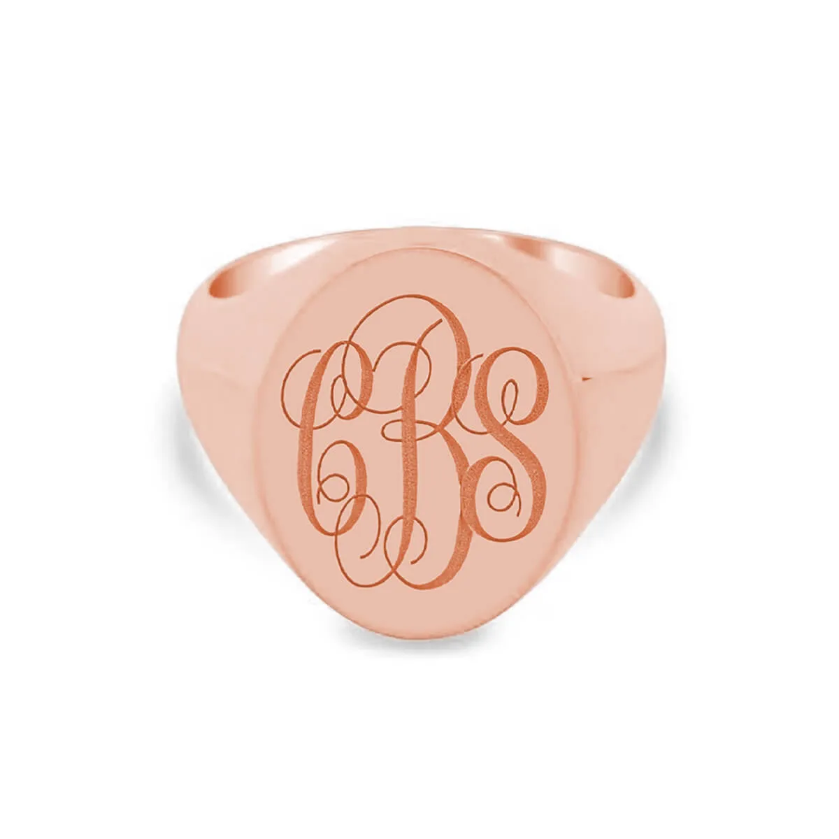 Women's Oval Signet Ring - Extra Large - Laser Engraved Script Monogram